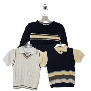 Lot Of 6 Boy's Size 6-7 Tops Quarter Zip Sweater Vest and Polo Sweaters Y2K